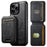SUTENI M5 For iPhone 16 Pro Magnetic Case with Card Bag Cowhide Texture Leather Phone Back Cover - Black - 2