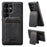 SUTENI M5 For Samsung Galaxy S24 Ultra Magnetic Case with Card Bag Cowhide Texture Leather Phone Back Cover - Black - 1