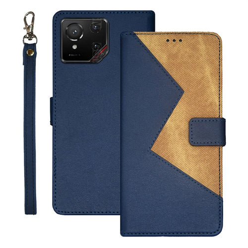 IDEWEI For Asus ROG Phone 9 5G Case Card Slots Splicing Color Leather Phone Cover - Blue - 1