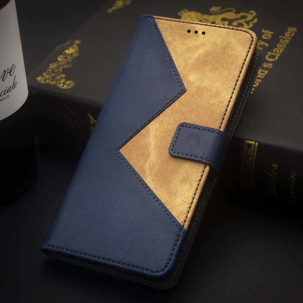 IDEWEI For Asus ROG Phone 9 5G Case Card Slots Splicing Color Leather Phone Cover - Blue - 5
