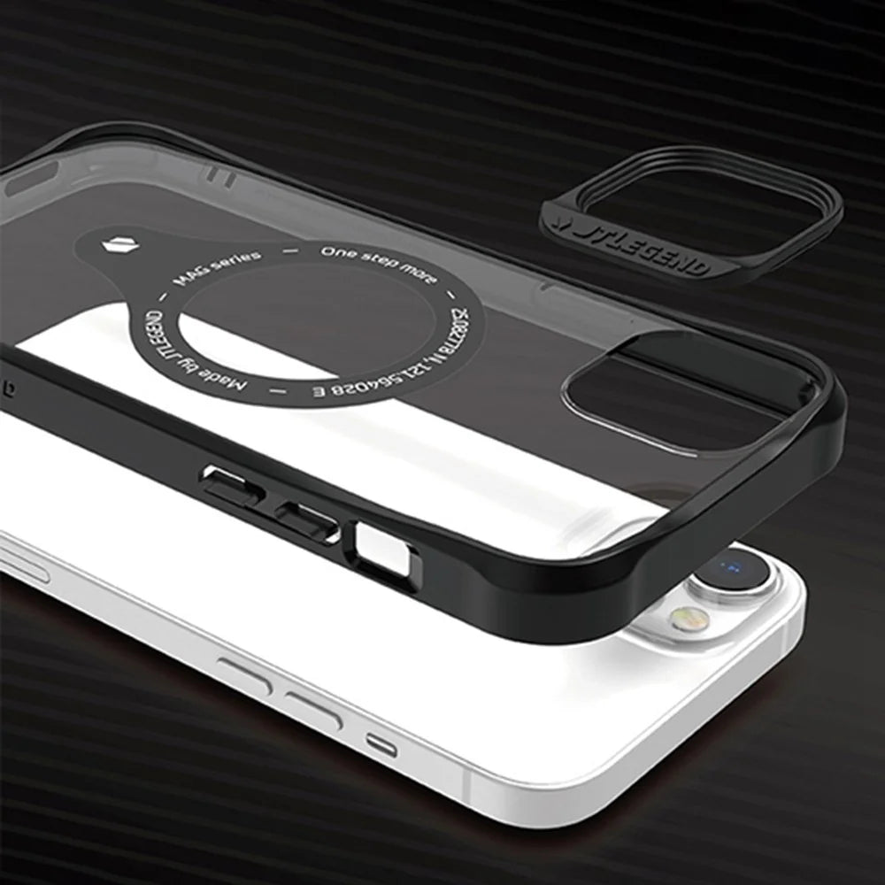 TLEGEND DX MAG Military Grade Phone Case for iPhone 14 Pro, TPU + PC Anti-drop Phone Cover with Camera Frame Support Wireless Charging - Transparent - 4