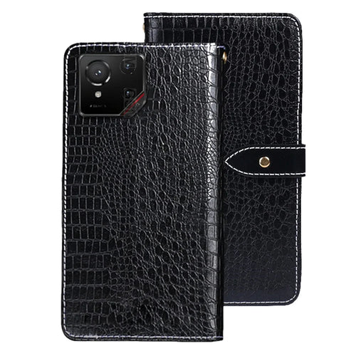 IDEWEI For Asus ROG Phone 9 5G Case Crocodile Texture PU Leather Flip Phone Cover - Black - 1