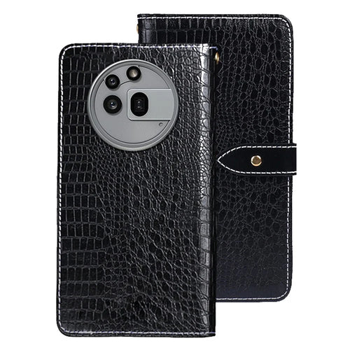 IDEWEI For Nothing Phone (3a) Pro Case Crocodile Texture PU Leather Flip Phone Cover - Black - 1