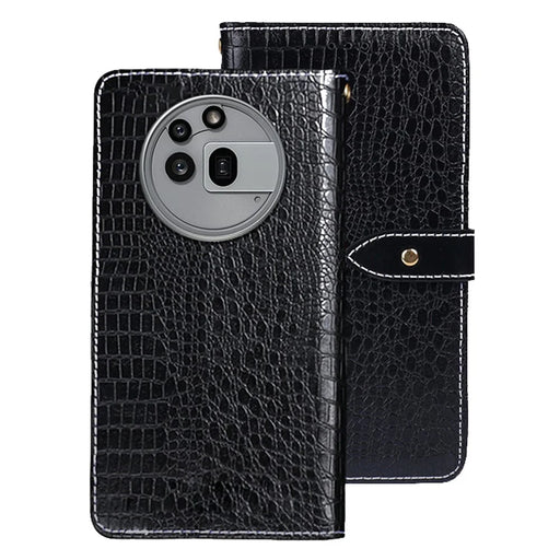 IDEWEI For Nothing Phone (3a) Pro Case Crocodile Texture PU Leather Flip Phone Cover - Black - 1