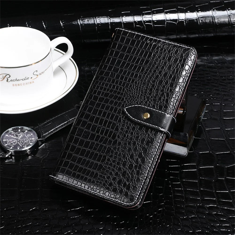 IDEWEI For Nothing Phone (3a) Pro Case Crocodile Texture PU Leather Flip Phone Cover - Black - 5