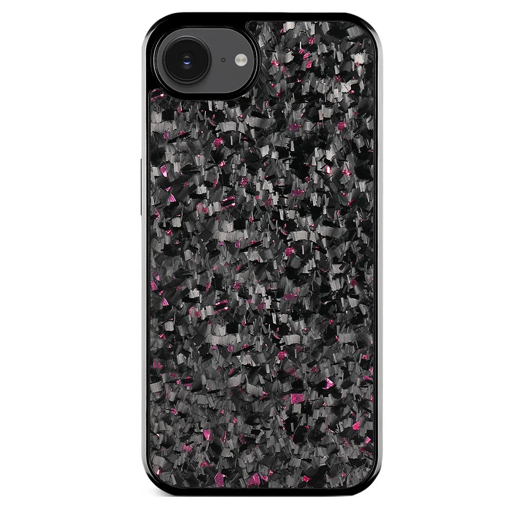 For iPhone 17e / 16e Magnetic Case Forged Texture Aramid Fiber + TPU Anti-Slip Phone Cover - Pink - 1