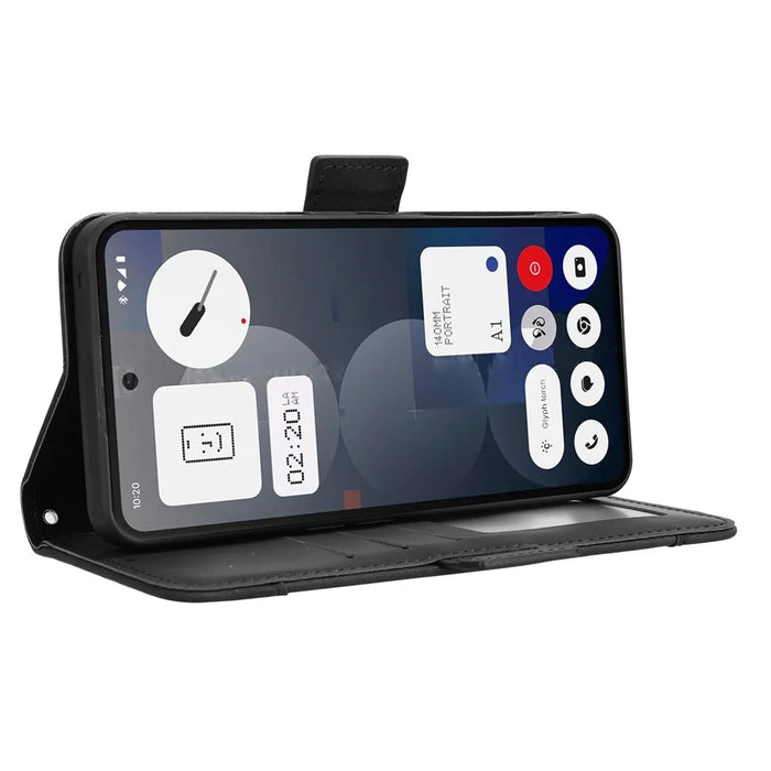 For Nothing Phone (3a) Pro Leather Case Phone Wallet Cover with Multiple Card Slots - Black - 7