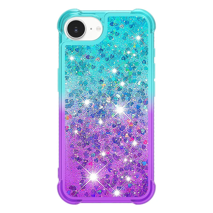 For iPhone 17e / 16e TPU Case Gradient Quicksand Phone Back Cover - Sky Blue+Purple - 2