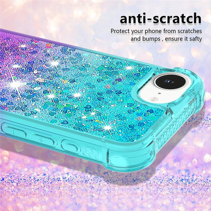 For iPhone 17e / 16e TPU Case Gradient Quicksand Phone Back Cover - Sky Blue+Purple - 4