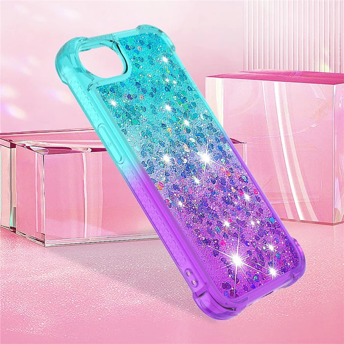 For iPhone 17e / 16e TPU Case Gradient Quicksand Phone Back Cover - Sky Blue+Purple - 7