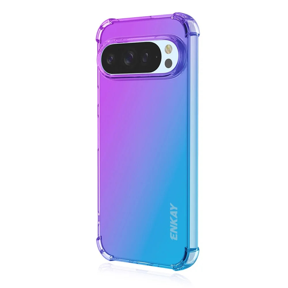 ENKAY For Google Pixel 9 Pro / Google Pixel 9 TPU Case  Thickened Four Corner Drop-proof Phone Back Cover - Purple / Blue - 1
