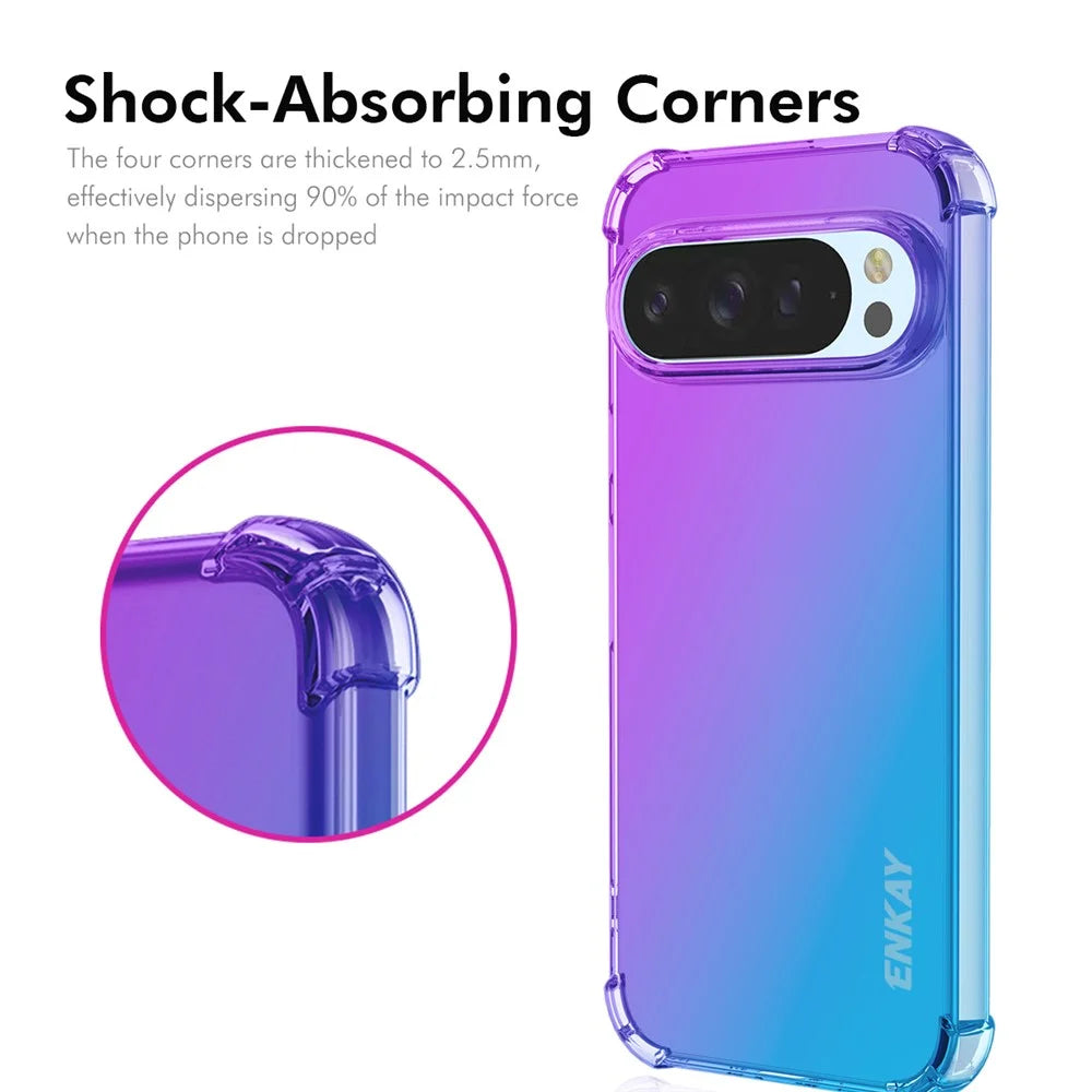 ENKAY For Google Pixel 9 Pro / Google Pixel 9 TPU Case  Thickened Four Corner Drop-proof Phone Back Cover - Purple / Blue - 2