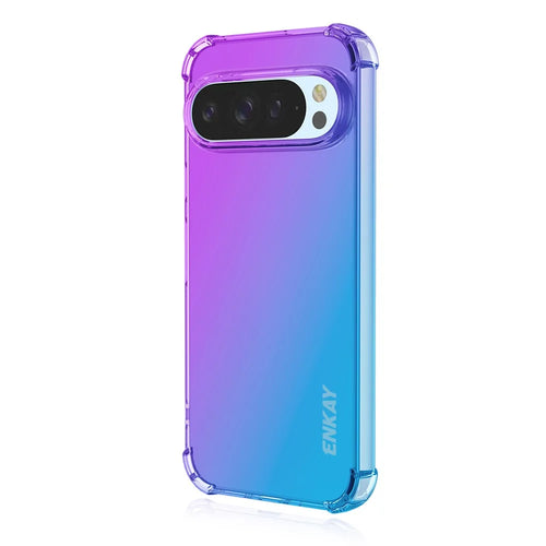 ENKAY For Google Pixel 9 Pro XL TPU Case  Thickened Four Corner Drop-proof Phone Back Cover - Purple / Blue - 1