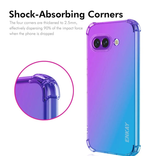 ENKAY For Google Pixel 9a TPU Case  Thickened Four Corner Drop-proof Phone Back Cover - Purple / Blue - 2