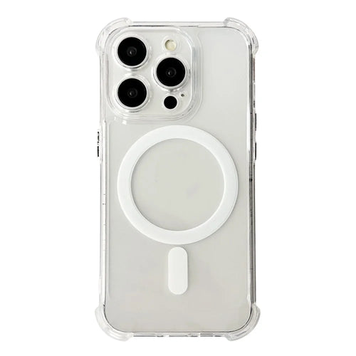 SHANWO For iPhone 15 Pro Magnetic Case Anti Drop Soft TPU Clear Phone Back Cover - White - 1