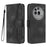 For Nothing Phone (3a) Pro Leather Case Wallet Stand Smile Imprinted Phone Cover with Strap - Black - 1