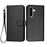 For Samsung Galaxy A36 5G Wallet Case with Strap Carbon Fiber Texture Leather Mobile Cover - Black - 1