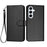 For Samsung Galaxy A56 5G Wallet Case with Strap Carbon Fiber Texture Leather Mobile Cover - Black - 1