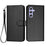 For Samsung Galaxy A55 5G Wallet Case with Strap Carbon Fiber Texture Leather Mobile Cover - Black - 1