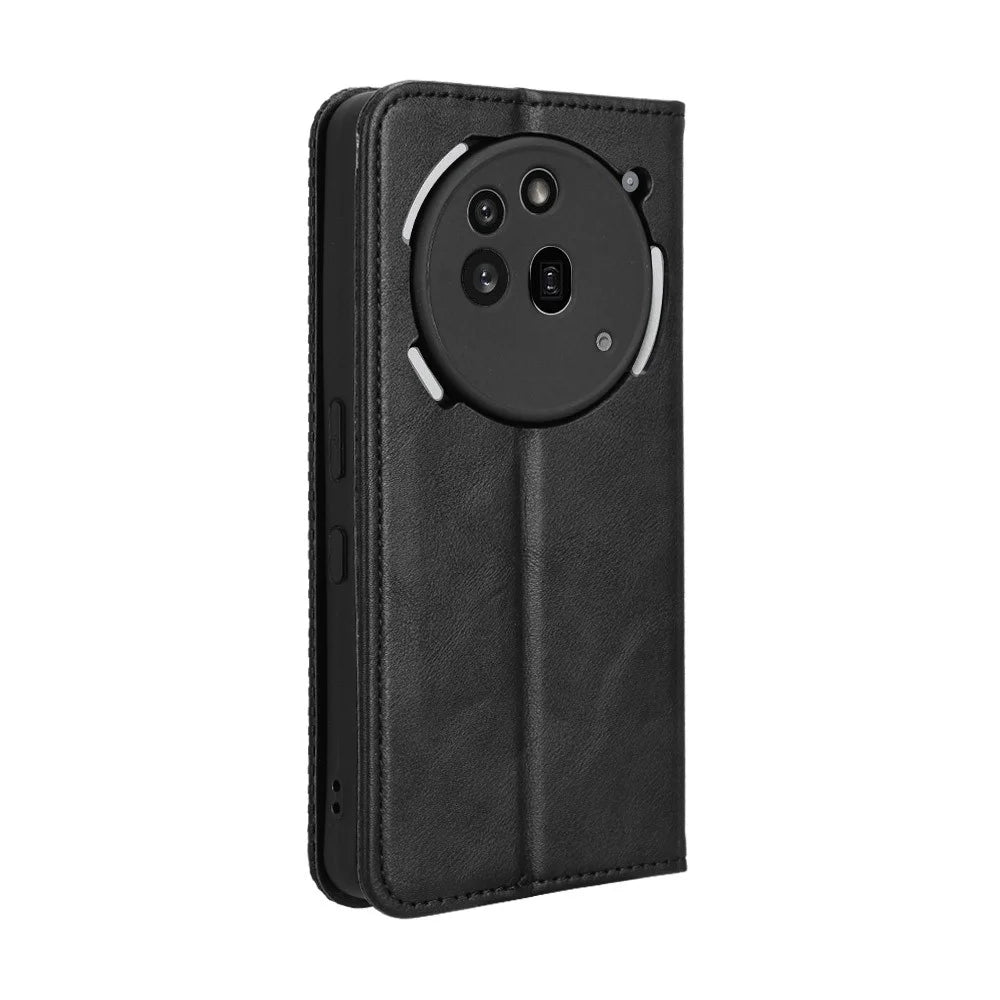 For Nothing Phone (3a) Pro Retro PU Leather Case Phone Wallet Stand Cover - Black - 7