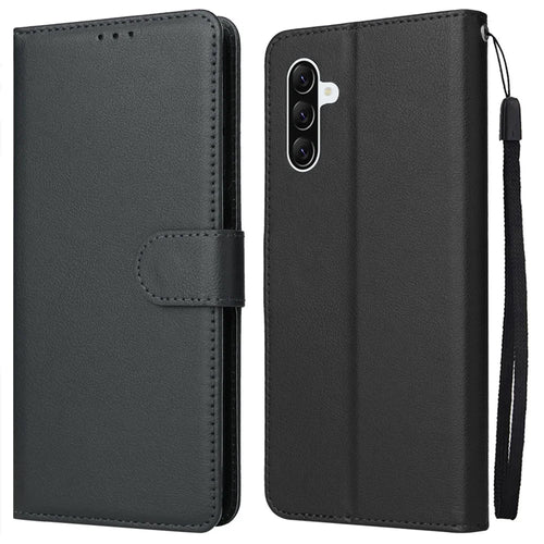 For Samsung Galaxy A36 5G Case Wallet Stand View PU Leather Phone Cover - Black - 1
