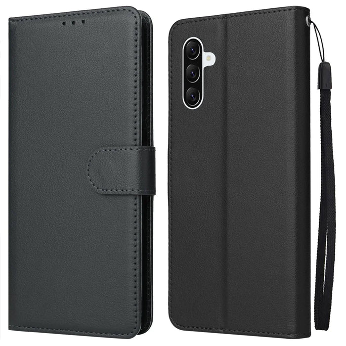For Samsung Galaxy A36 5G Case Wallet Stand View PU Leather Phone Cover - Black - 1