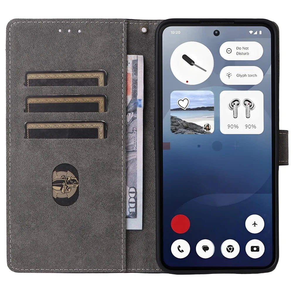 For Nothing Phone (3a) Case Wallet RFID Blocking PU Leather Cover Viewing Stand - Black - 2