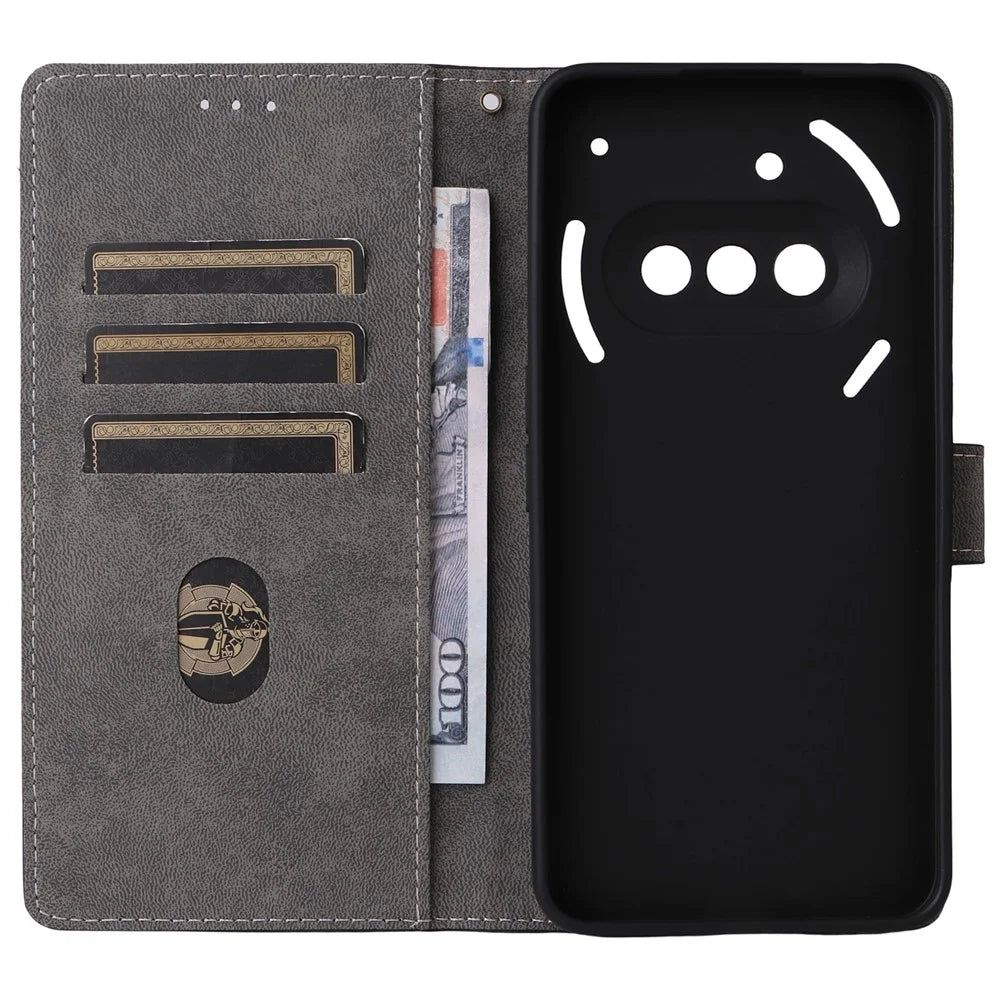 For Nothing Phone (3a) Case Wallet RFID Blocking PU Leather Cover Viewing Stand - Black - 3