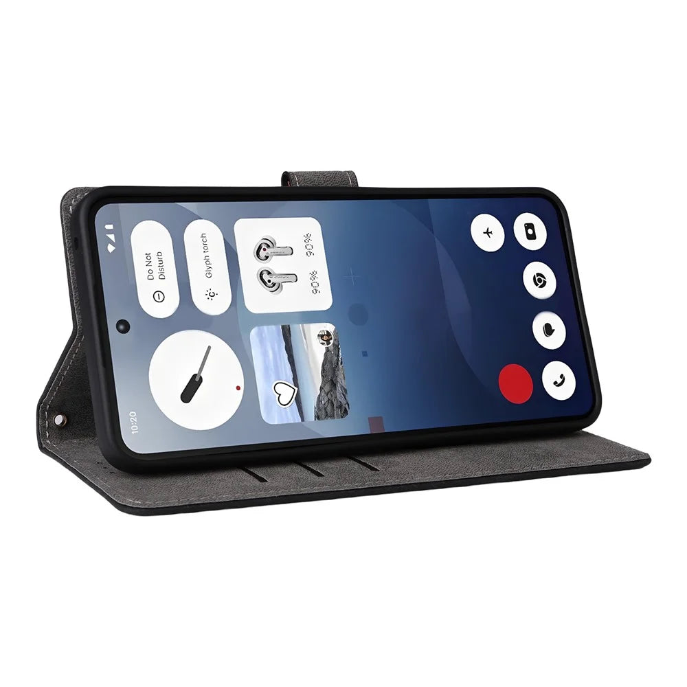 For Nothing Phone (3a) Case Wallet RFID Blocking PU Leather Cover Viewing Stand - Black - 4