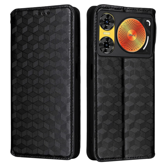 For ZTE nubia Music 2 Case Wallet Rhombus Imprinted Leather Phone Cover - Black - 1