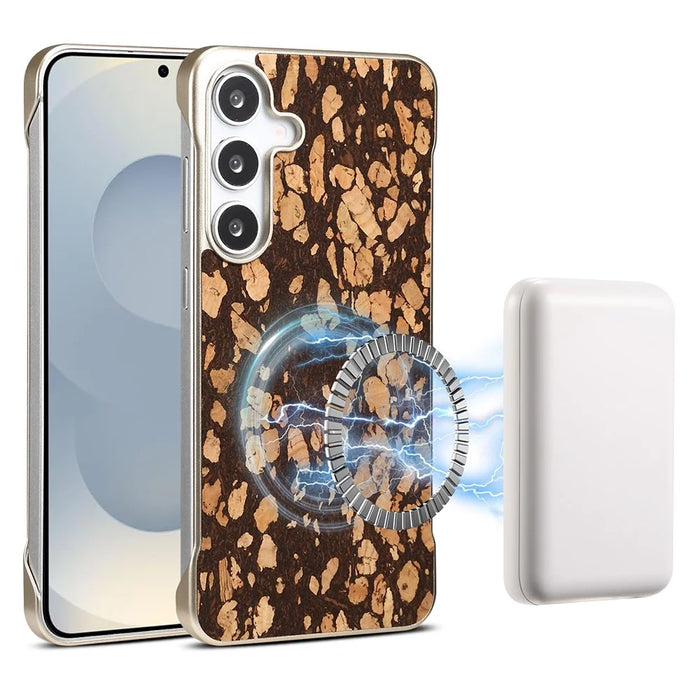 For Samsung Galaxy S25 Phone Magnetic Case Embossed Pattern PC Mobile Cover - Granule Black - 2
