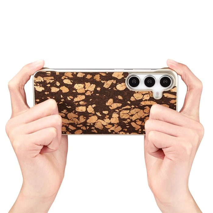 For Samsung Galaxy S25 Phone Magnetic Case Embossed Pattern PC Mobile Cover - Granule Black - 7