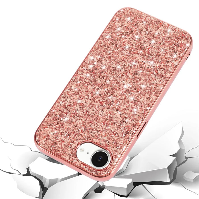 For iPhone 17e / 16e Case TPU + PC Sparkling Glitter Phone Back Cover - Rose Gold - 5