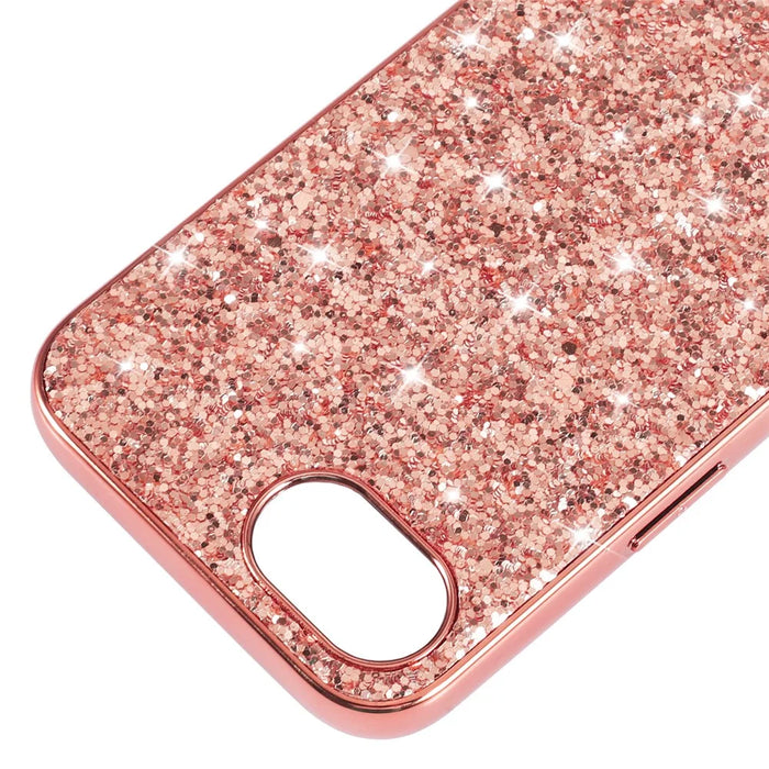 For iPhone 17e / 16e Case TPU + PC Sparkling Glitter Phone Back Cover - Rose Gold - 7