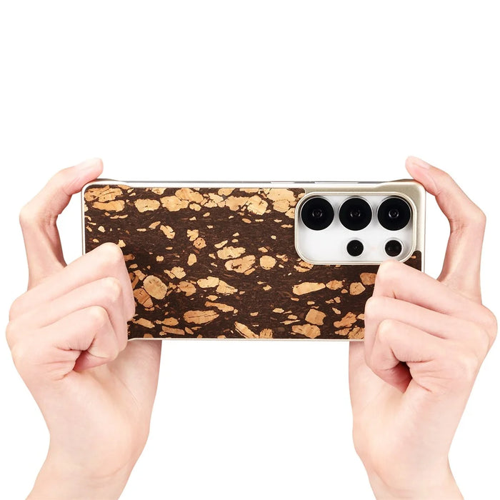 For Samsung Galaxy S25 Ultra Phone Magnetic Case Embossed Pattern PC Mobile Cover - Granule Black - 7