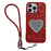 For iPhone 16 Pro Max Case with Strap, Mirror TPU + PC Sparkling Glitter Phone Back Cover - Red - 1