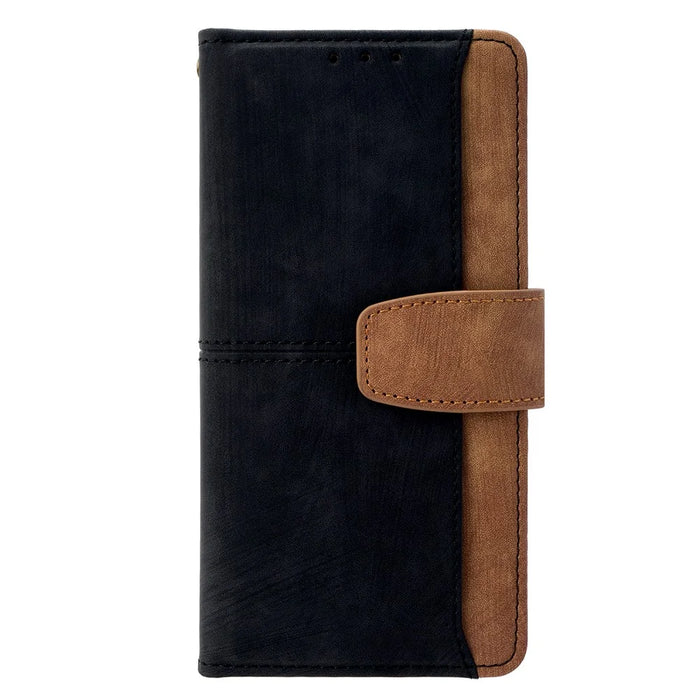For iPhone 17e / 16e Case RFID Blocking Color Splicing PU Leather Wallet Phone Cover - Black - 2