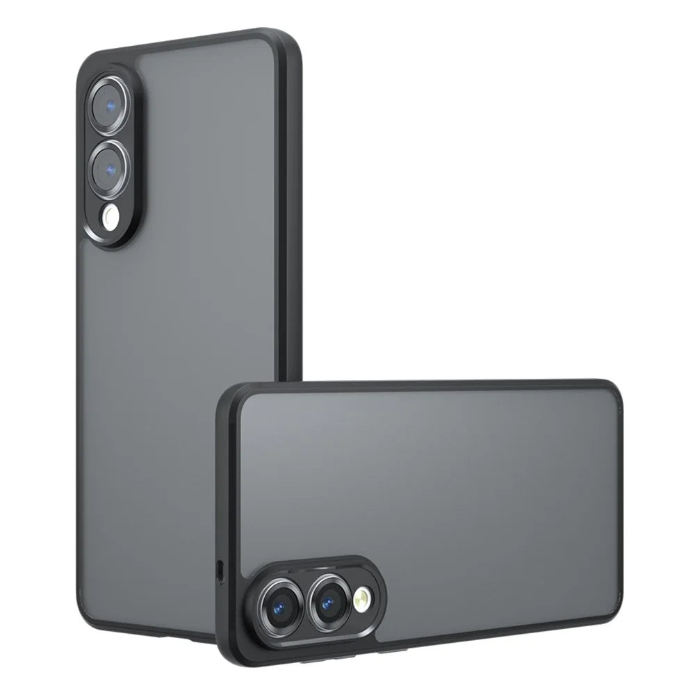 For Samsung Galaxy S25 Edge Case Skin-Touch TPU + PC Matte Phone Back Cover, Transparent Black - 1