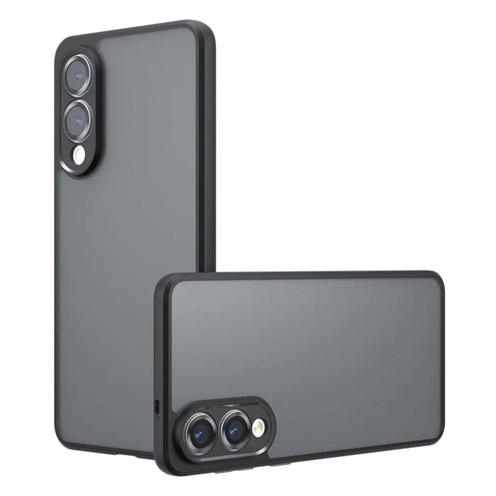 For Samsung Galaxy S25 Edge Case Skin-Touch TPU + PC Matte Phone Back Cover, Transparent Black - 1