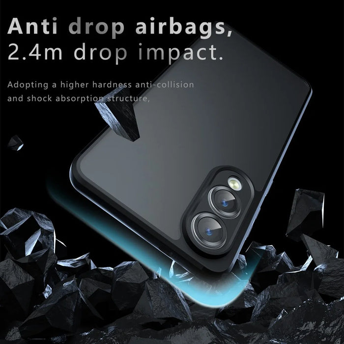 For Samsung Galaxy S25 Edge Case Skin-Touch TPU + PC Matte Phone Back Cover, Transparent Black - 3