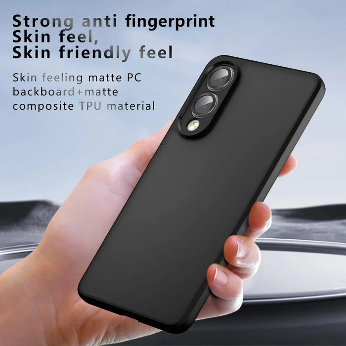 For Samsung Galaxy S25 Edge Case Skin-Touch TPU + PC Matte Phone Back Cover, Transparent Black - 7