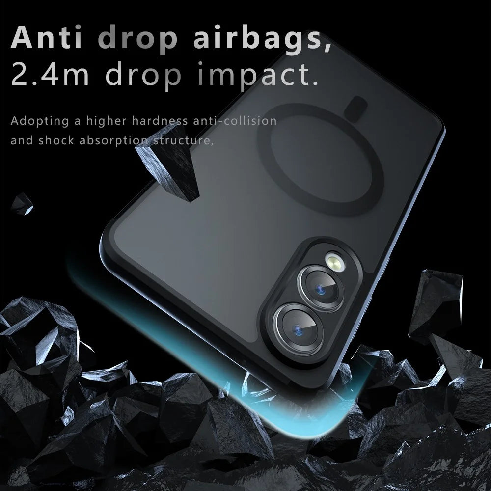 For Samsung Galaxy S25 Edge Magnetic Case TPU + PC Matte Skin Touch Phone Cover - 3