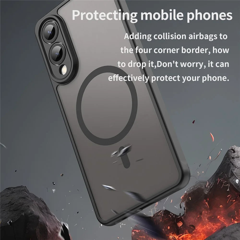 For Samsung Galaxy S25 Edge Magnetic Case Anti Drop PC + TPU Phone Cover - Black - 3