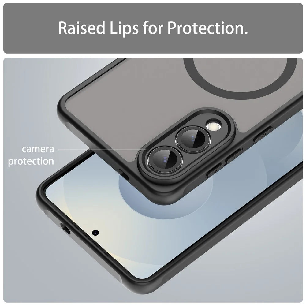For Samsung Galaxy S25 Edge Magnetic Case Anti Drop PC + TPU Phone Cover - Black - 5