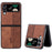 AZNS For Samsung Galaxy Z Flip4 5G Imprinted Pattern Folding Phone Case PU Leather Coated Hard PC Back Cover - Brown - 1