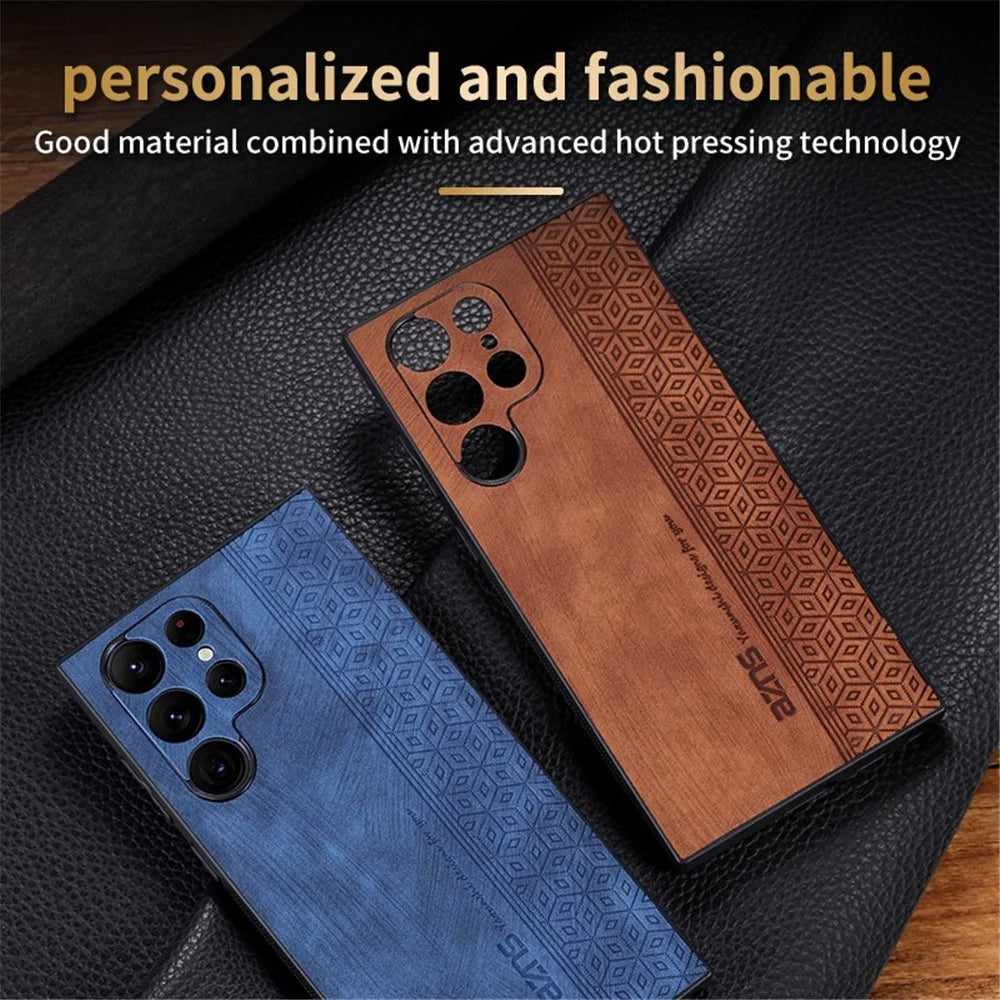 AZNS For Samsung Galaxy S22 Ultra 5G Imprinted Pattern PU Leather + TPU Case Drop-proof Cell Phone Protective Cover - Brown - 7