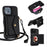 For iPhone 16 Pro Max Case Mirror Design Card Slots Leather Back Cover with Shoulder Strap - Black - 1