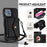 For iPhone 16 Pro Max Case Mirror Design Card Slots Leather Back Cover with Shoulder Strap - Black - 2