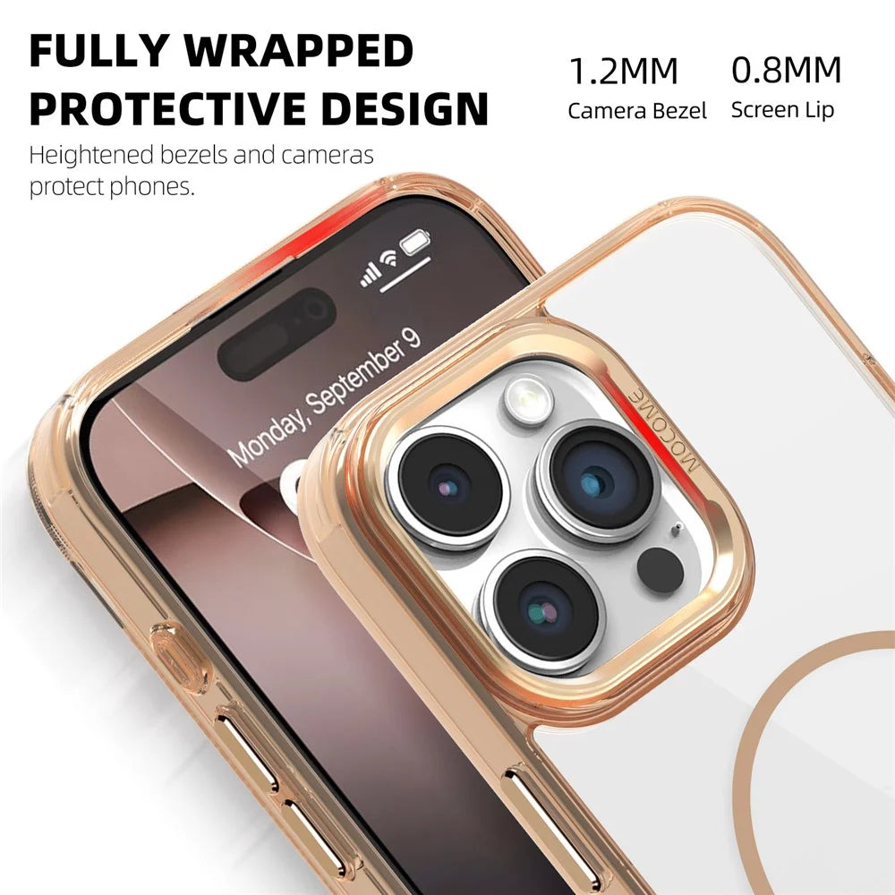 For iPhone 16 Pro Magnetic Case Compatible with MagSafe TPU + PC Phone Cover with Card Bag - Desert Gold - 5