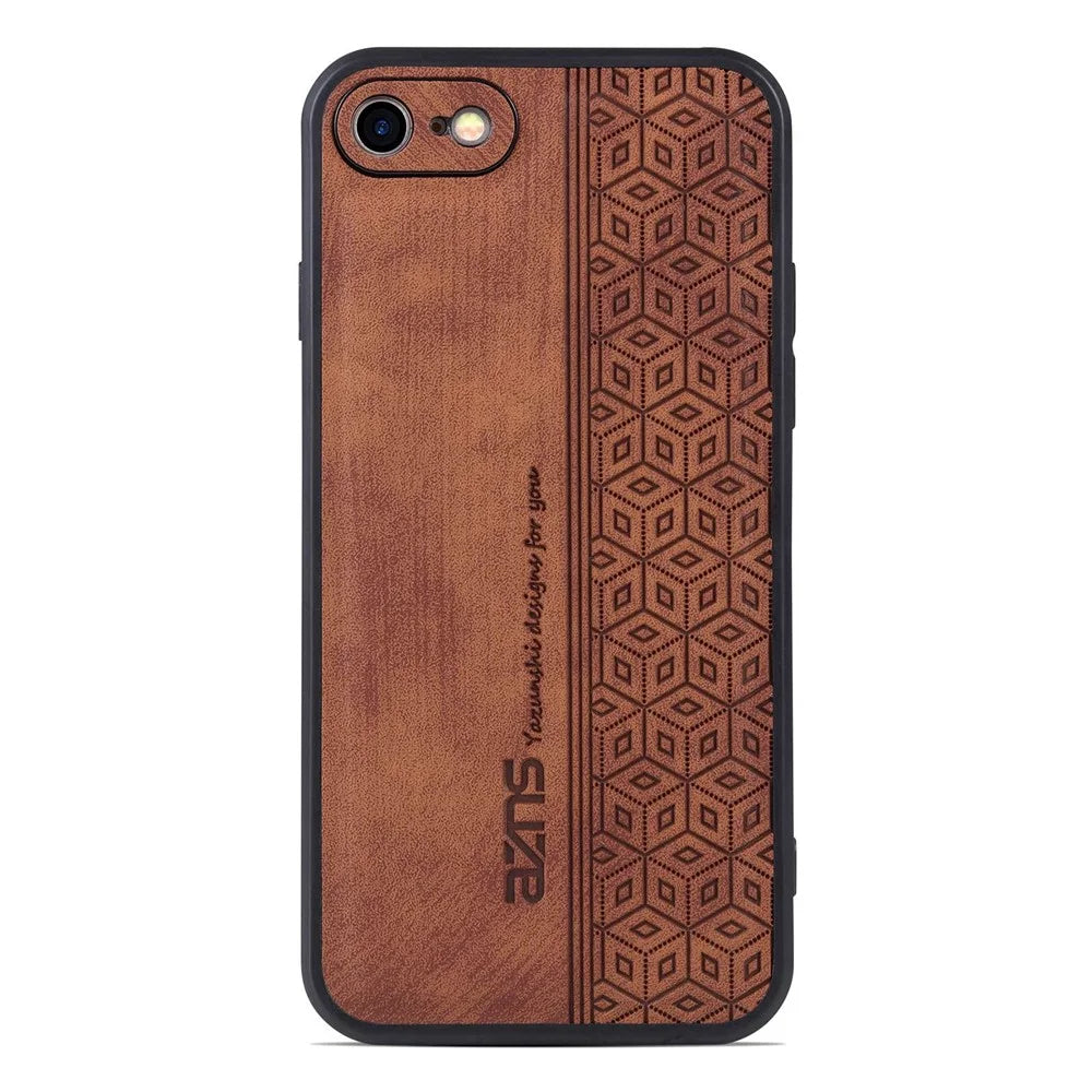 AZNS For iPhone 7 / 8 4.7 inch / SE (2020) / SE (2022) Imprinted Pattern Phone Case Drop-proof PU Leather Coated TPU Cover - Brown - 2